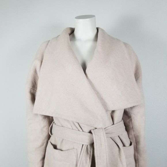 Madewell Delancey Blush Wool Blend Belted Coat Size Medium F4887 - Picture 3 of 14